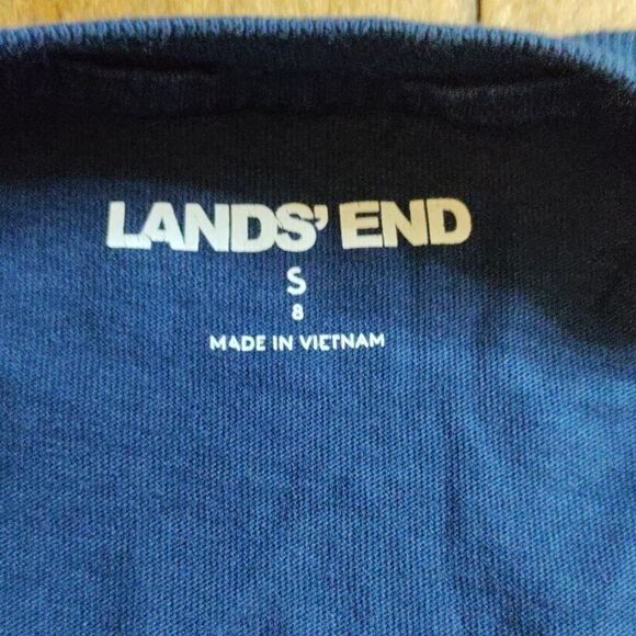 Lands End Shirt Size 8 Long Sleeve Tie Dye Blue Rainbow Cotton Colorful - Picture 3 of 5